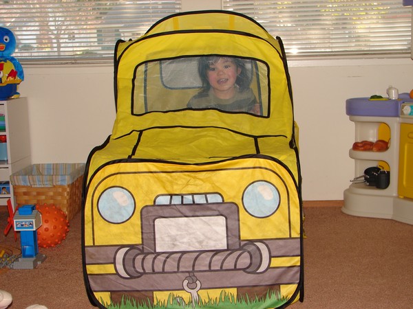 Playing in his Diego bus! Photo