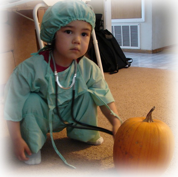 Checking the vitals on the pumpkin Photo